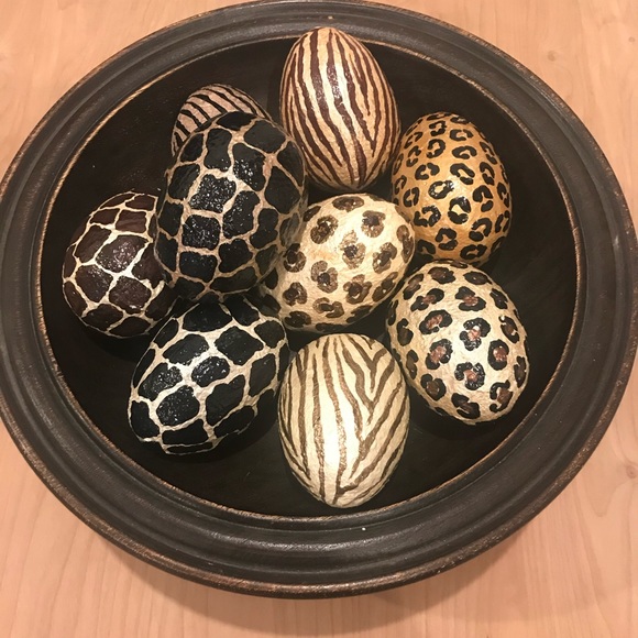 Other - 9 New Handmade Animal Print Decorative Eggs